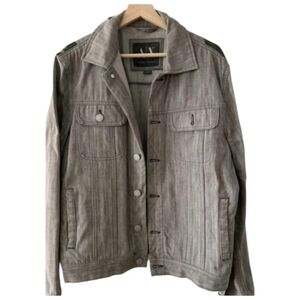 Armani Exchange Men's Grey Eagle Design Denim Jacket
